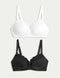 2pk Lace Trim Post Surgery Bras A-E